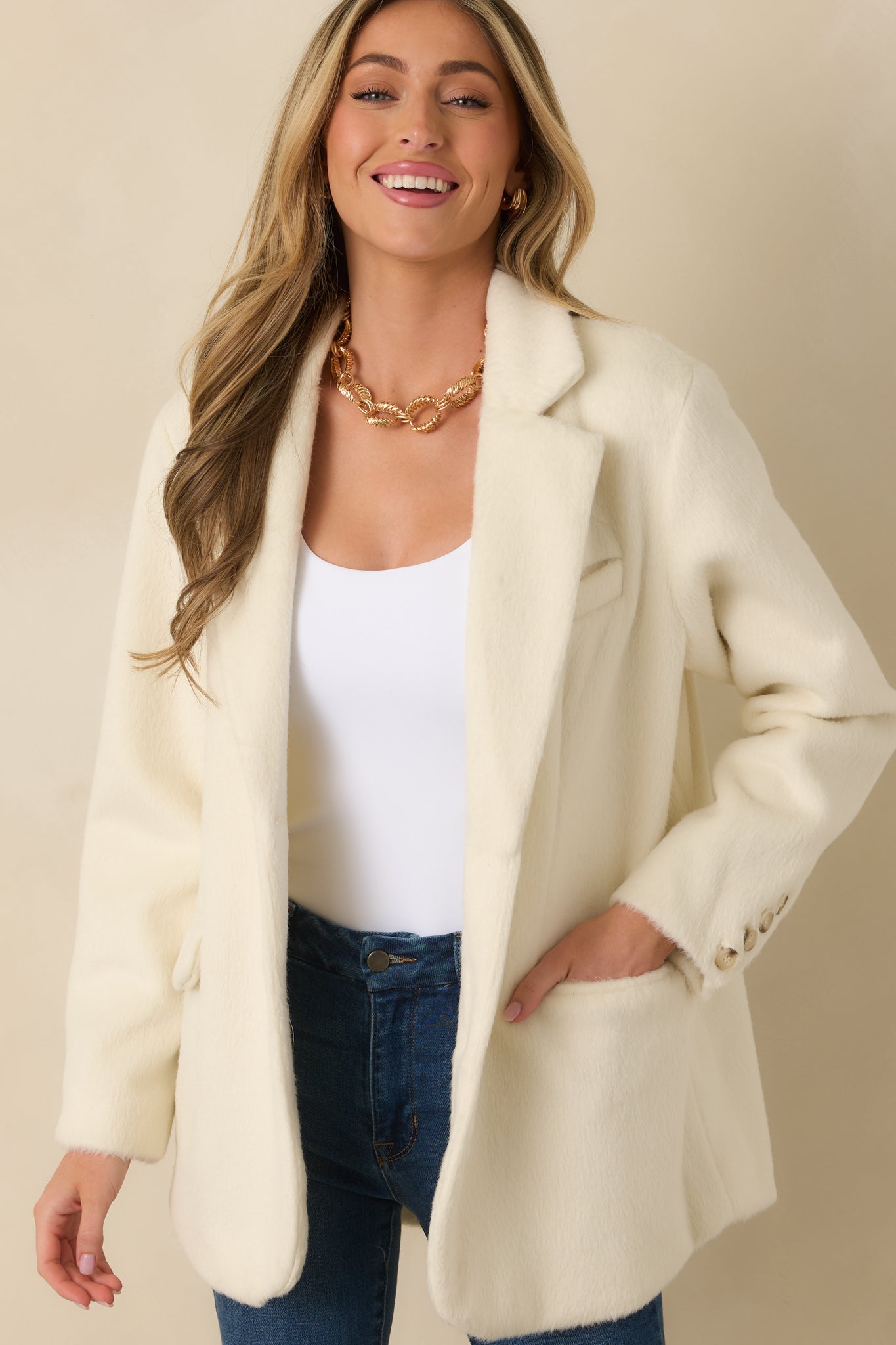 Winds of Change Ivory Felted Coat