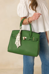 Calm Moments Green Faux Leather Lock Detail Handbag