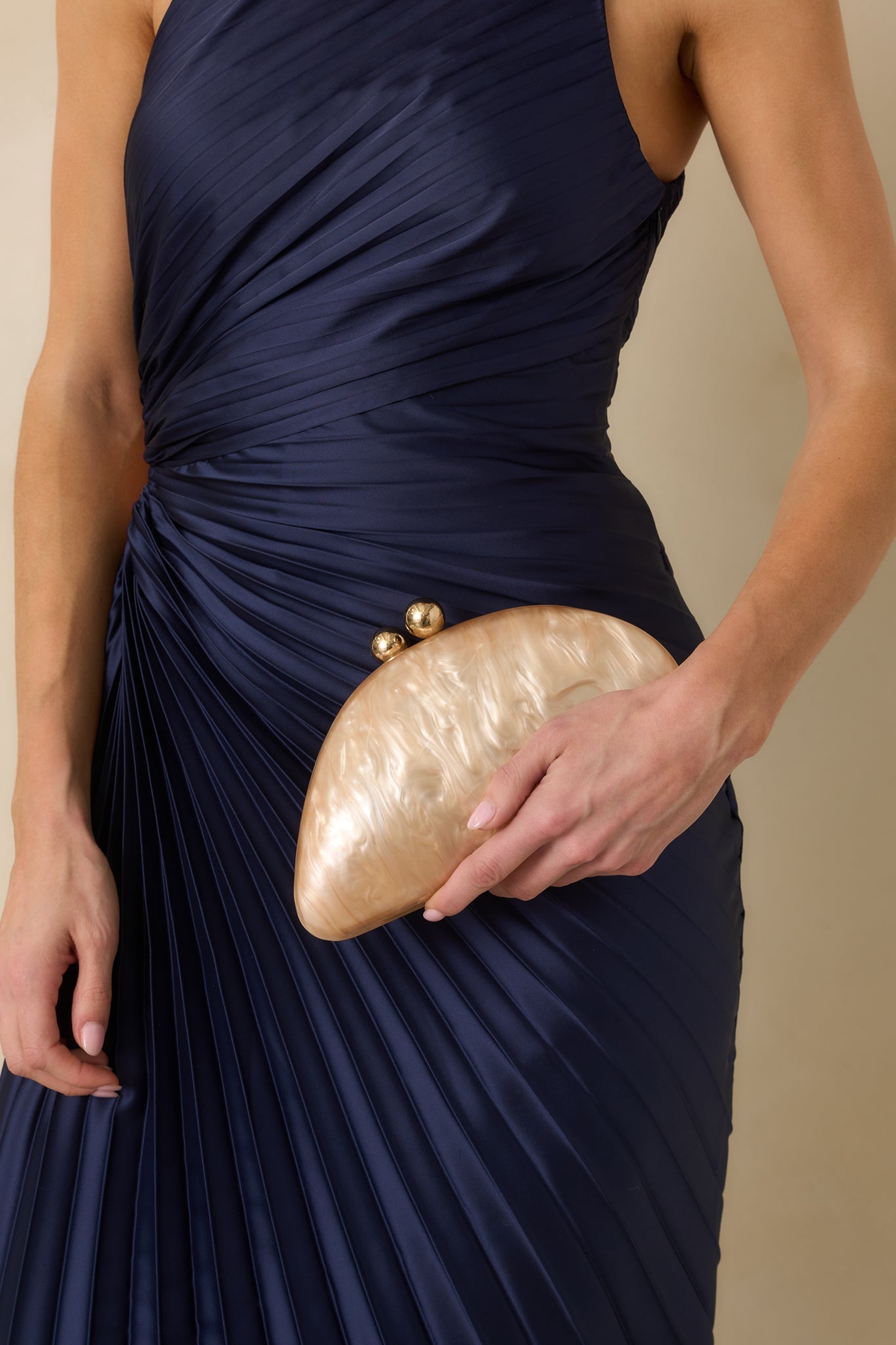 Shining Moment Beige Marble Clutch