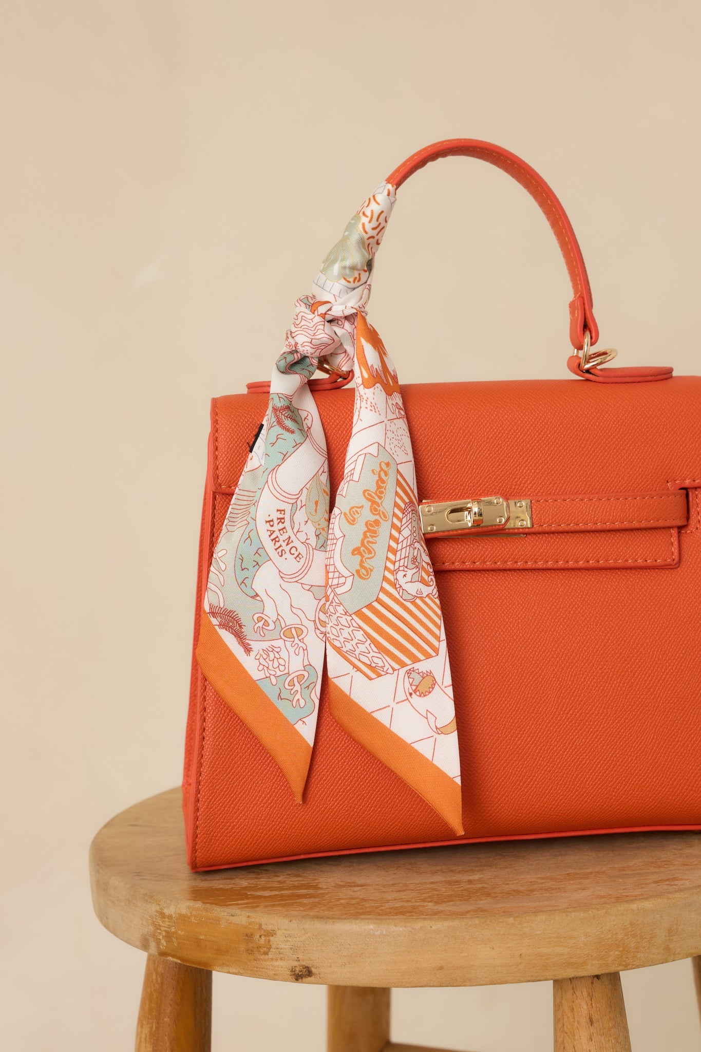 Côte d'Azur Orange Multi French Seahorse Scarf Tie