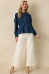 Flatter Me Dark Wash Cotton Denim Peplum Top & Cropped Jacket Set