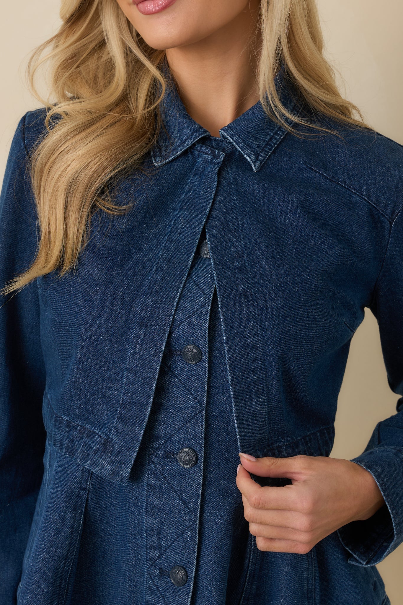 Flatter Me Dark Wash Cotton Denim Peplum Top & Cropped Jacket Set