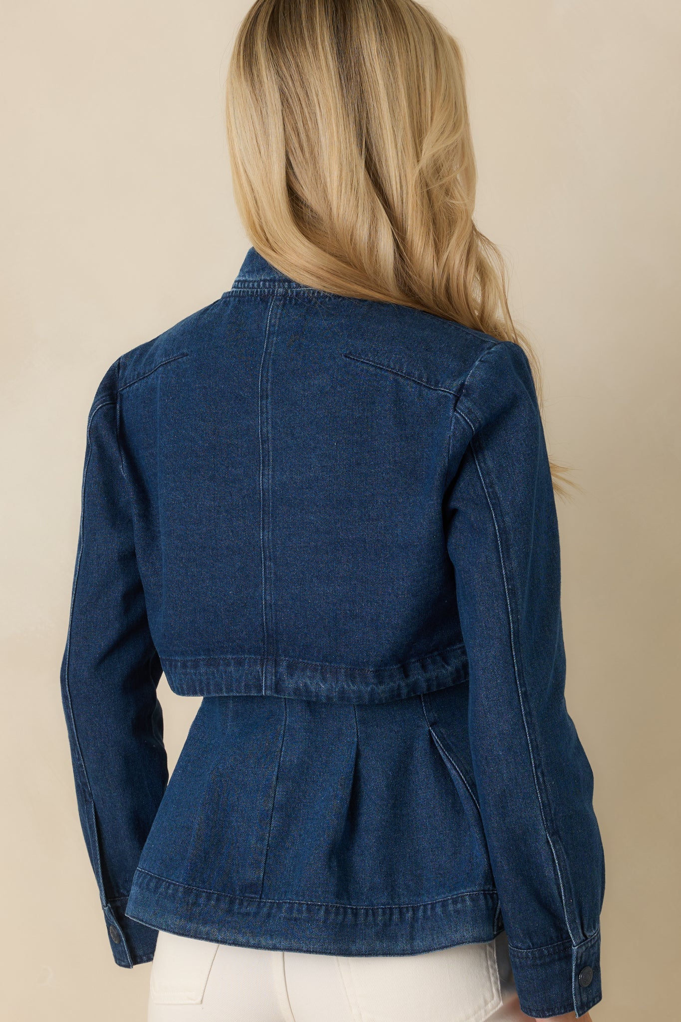 Flatter Me Dark Wash Cotton Denim Peplum Top & Cropped Jacket Set