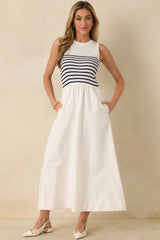 Picnic Weather White Stripe Sleeveless Maxi Dress