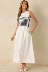Picnic Weather White Stripe Sleeveless Maxi Dress