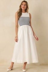 Picnic Weather White Stripe Sleeveless Maxi Dress