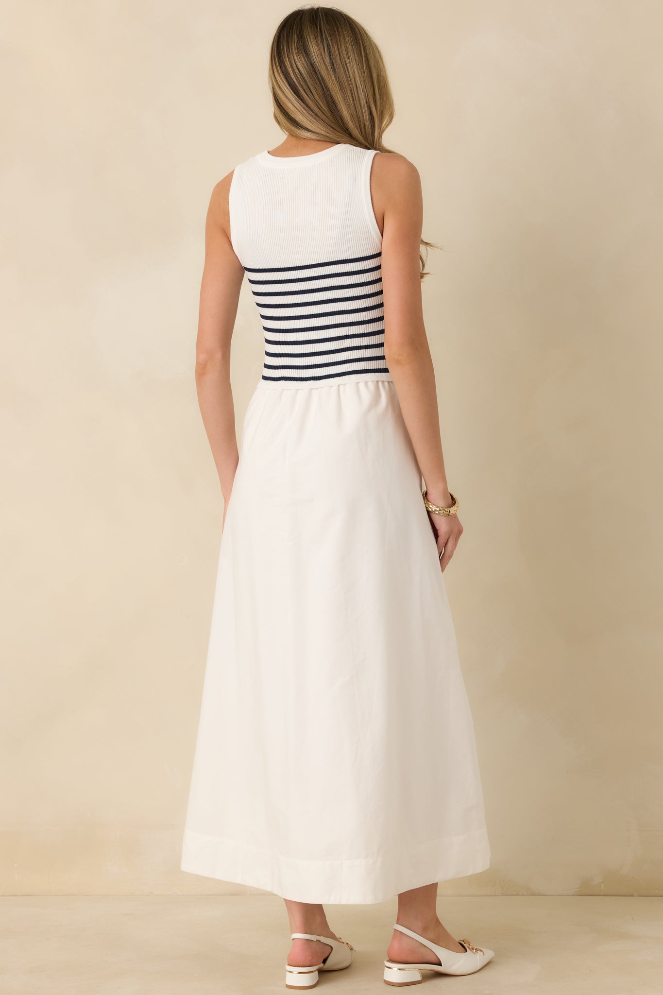 Picnic Weather White Stripe Sleeveless Maxi Dress