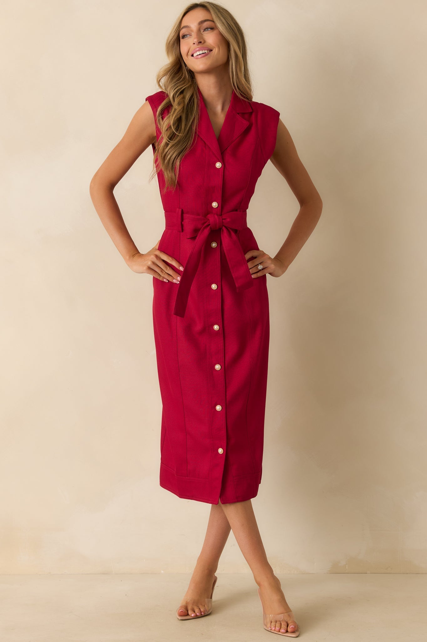 Prosperina Jacqueline Red Wine Midi Dress