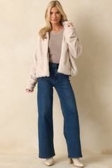 Z Supply Ivory Amethyst Faux Fur Jacket