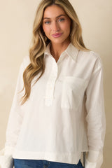 FRNCH White Mimosa Cotton Popover Blouse
