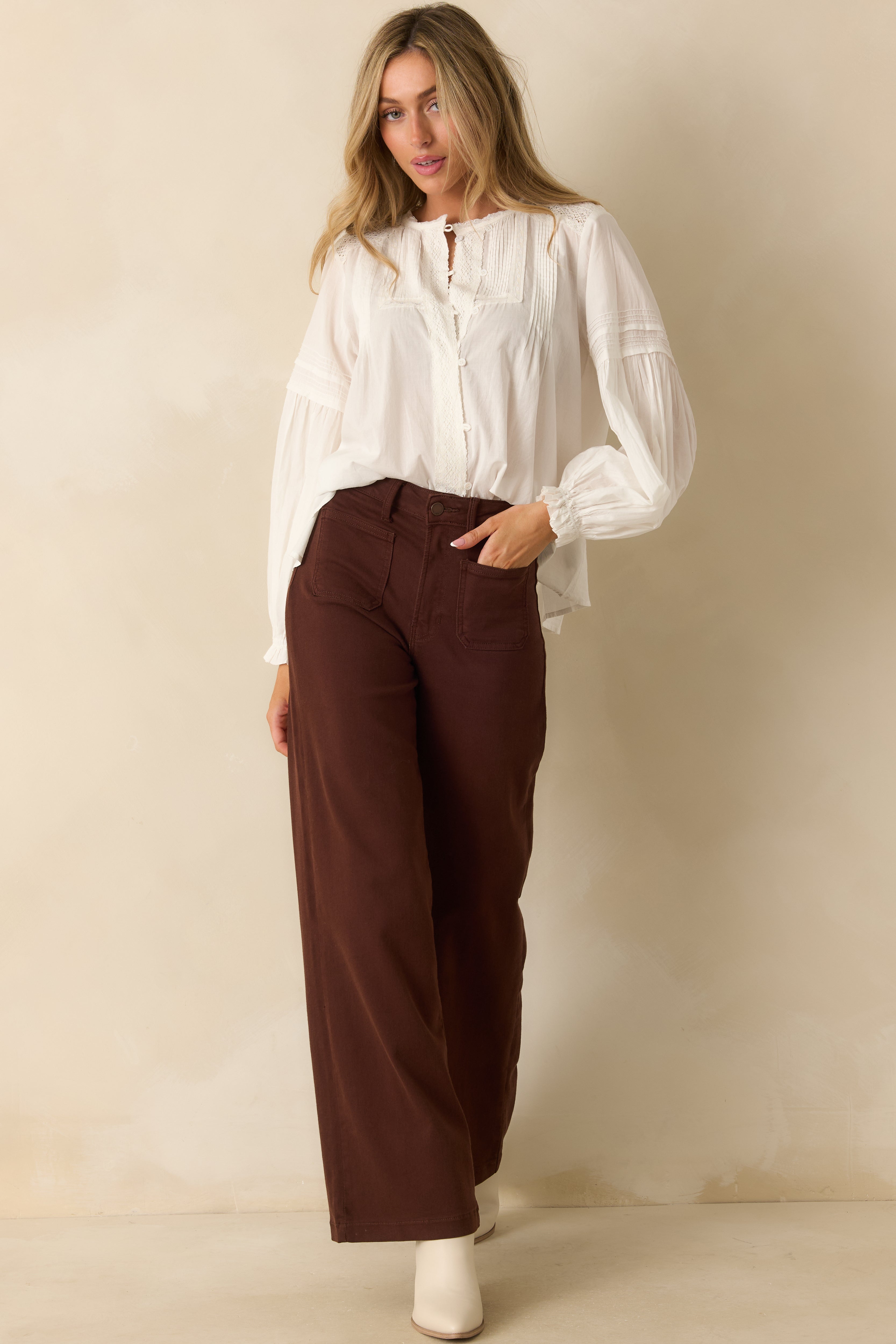 FRNCH Devi White Cotton Pintuck Blouse