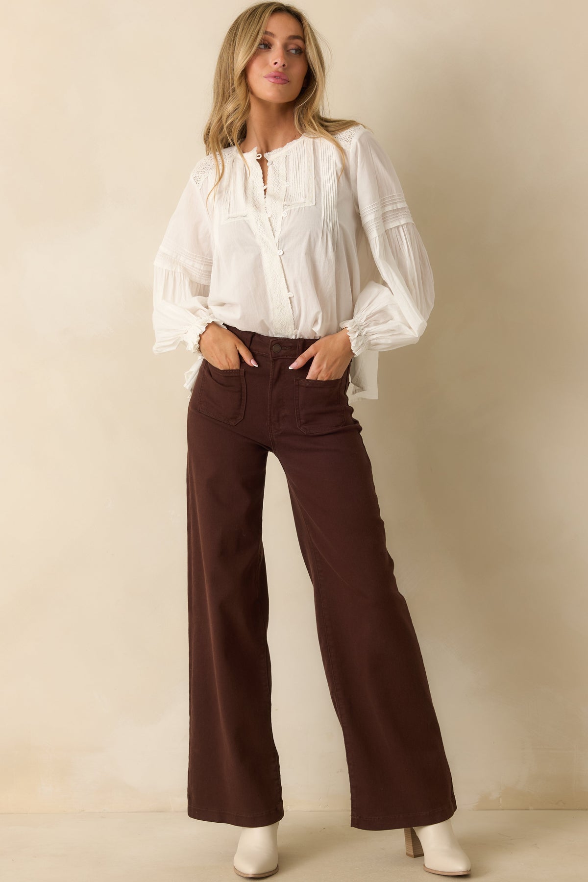 FRNCH Devi White Cotton Pintuck Blouse