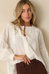 FRNCH Devi White Cotton Pintuck Blouse
