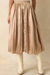Lost In The Stars Champagne Pleated Midi Skirt