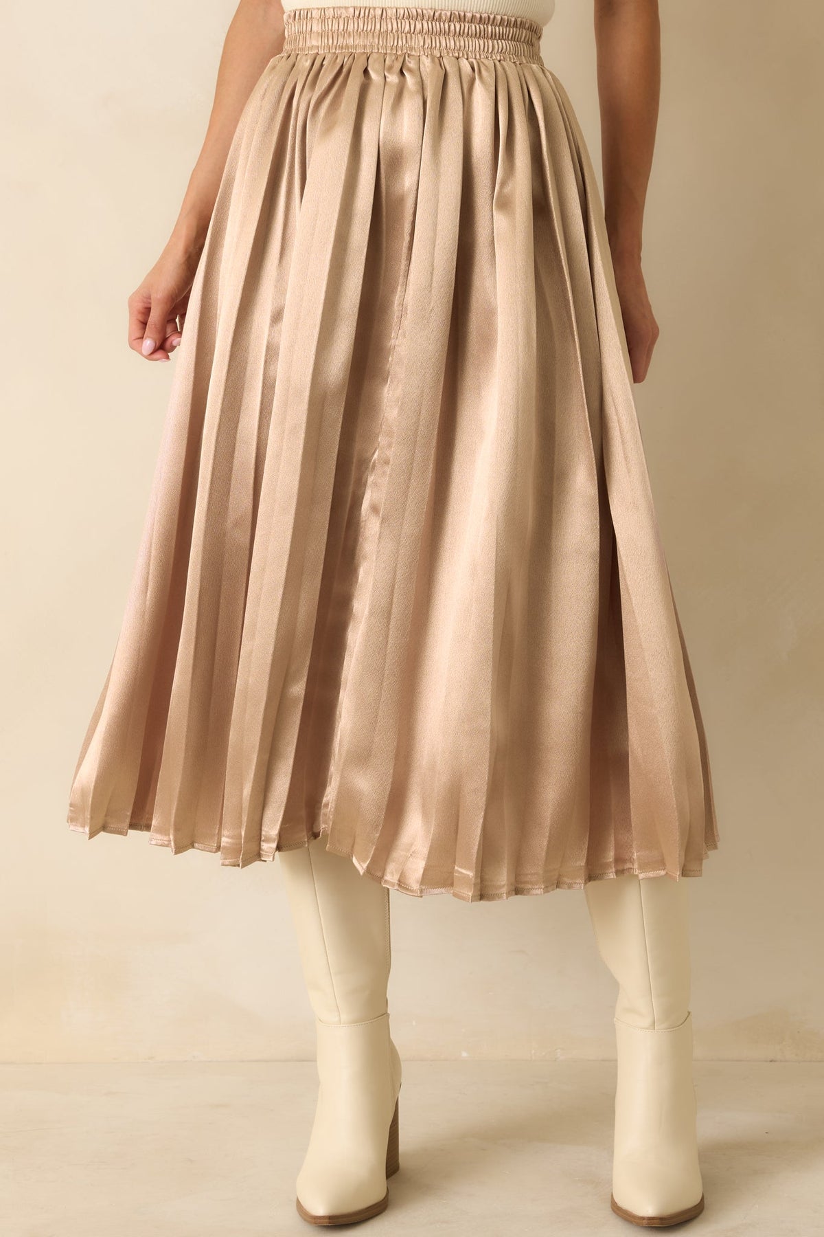 Lost In The Stars Champagne Pleated Midi Skirt