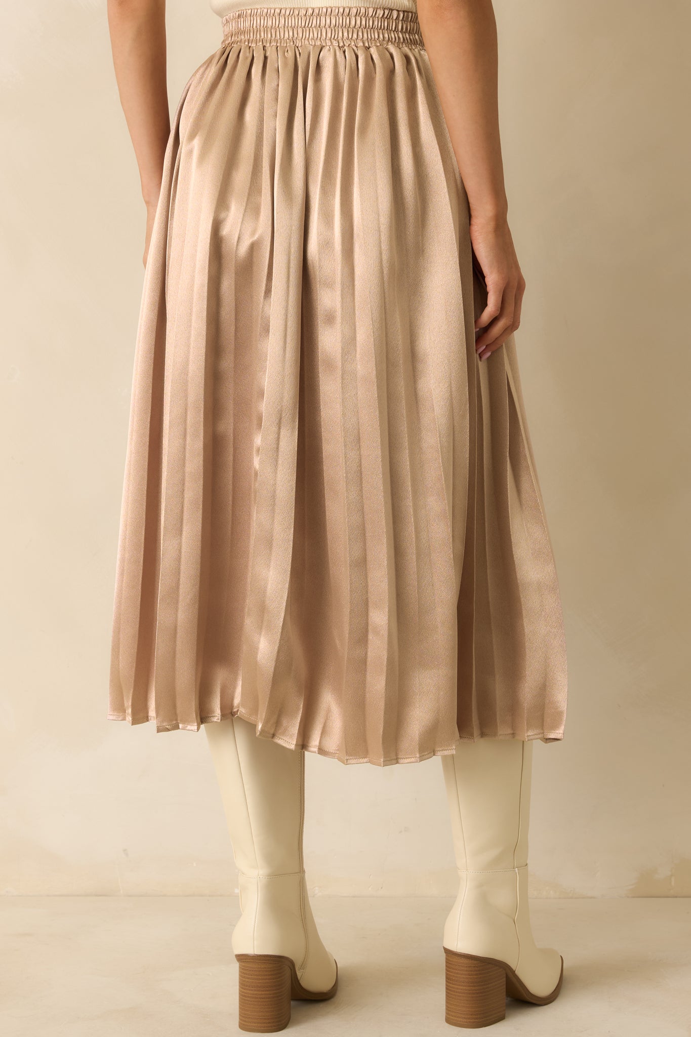 Lost In The Stars Champagne Pleated Midi Skirt