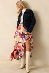 Let's Get This Straight Dark Wash Denim Cropped Jacket