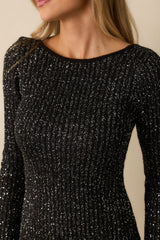 Z Supply Black Knit La Marca Sequin Mini Dress