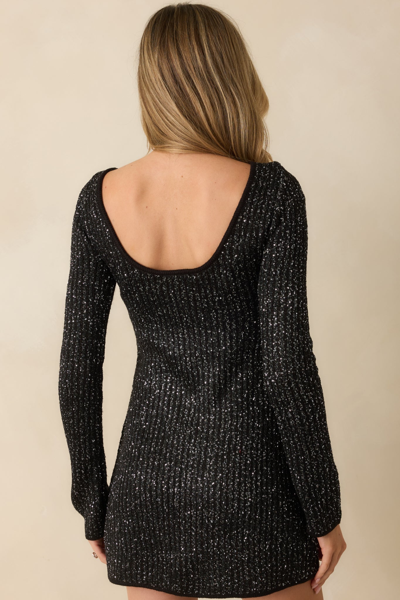 Z Supply Black Knit La Marca Sequin Mini Dress