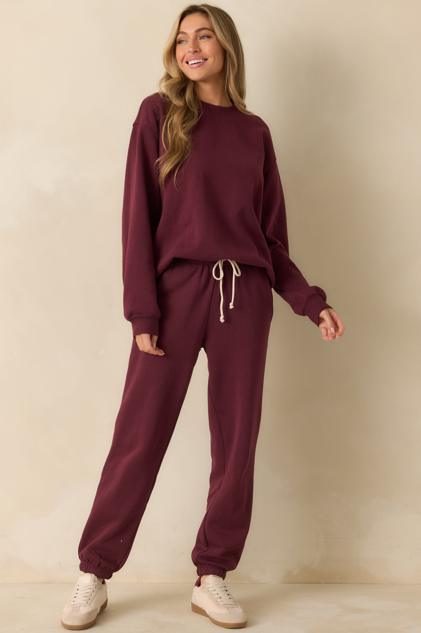 Z Supply Merlot Red Classic Boyfriend Sweatshirt