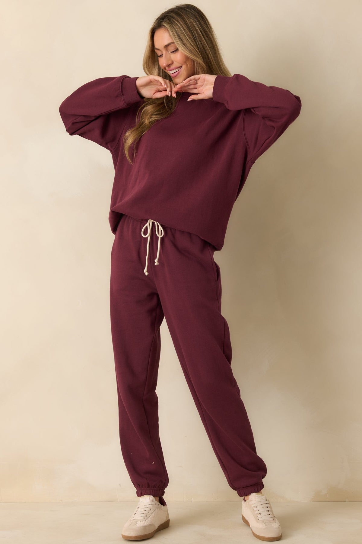 Z Supply Merlot Red Classic Boyfriend Sweatshirt