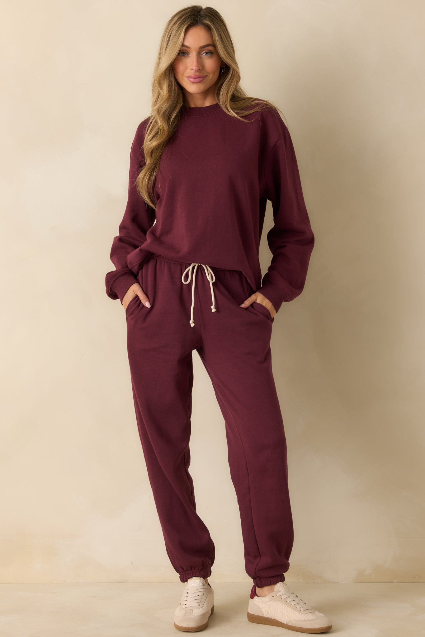 Z Supply Merlot Red Classic Boyfriend Sweatshirt