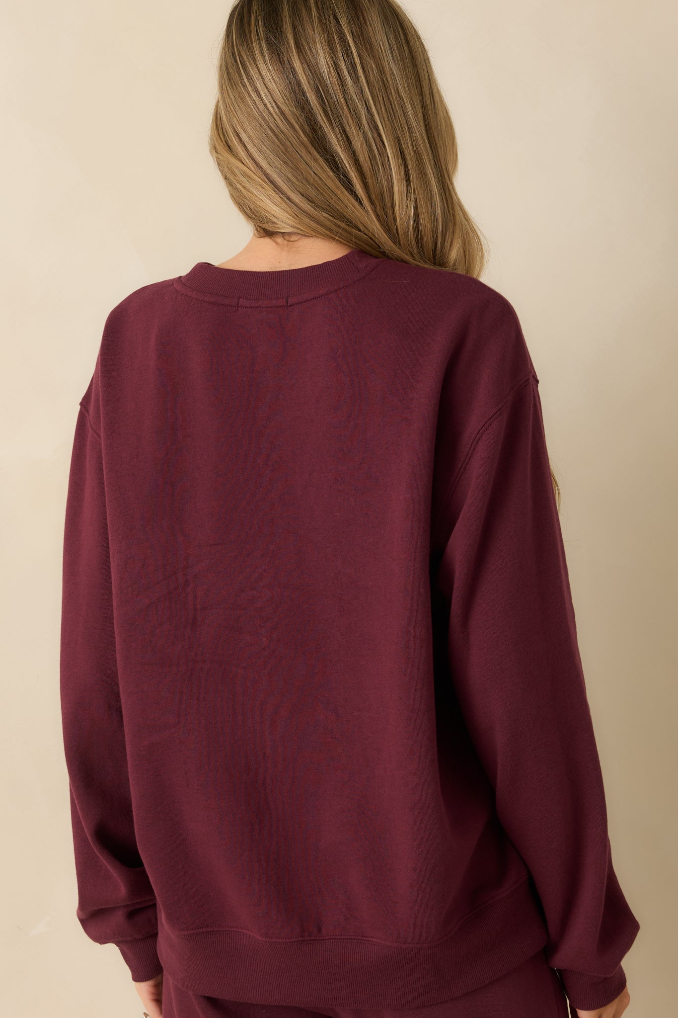 Z Supply Merlot Red Classic Boyfriend Sweatshirt