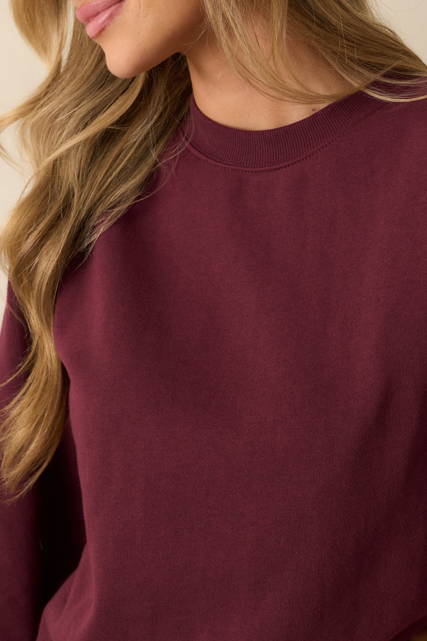 Z Supply Merlot Red Classic Boyfriend Sweatshirt