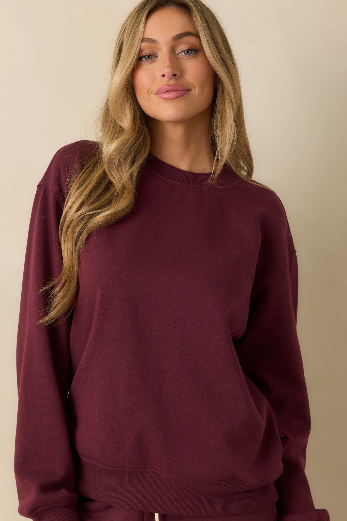 Z Supply Merlot Red Classic Boyfriend Sweatshirt