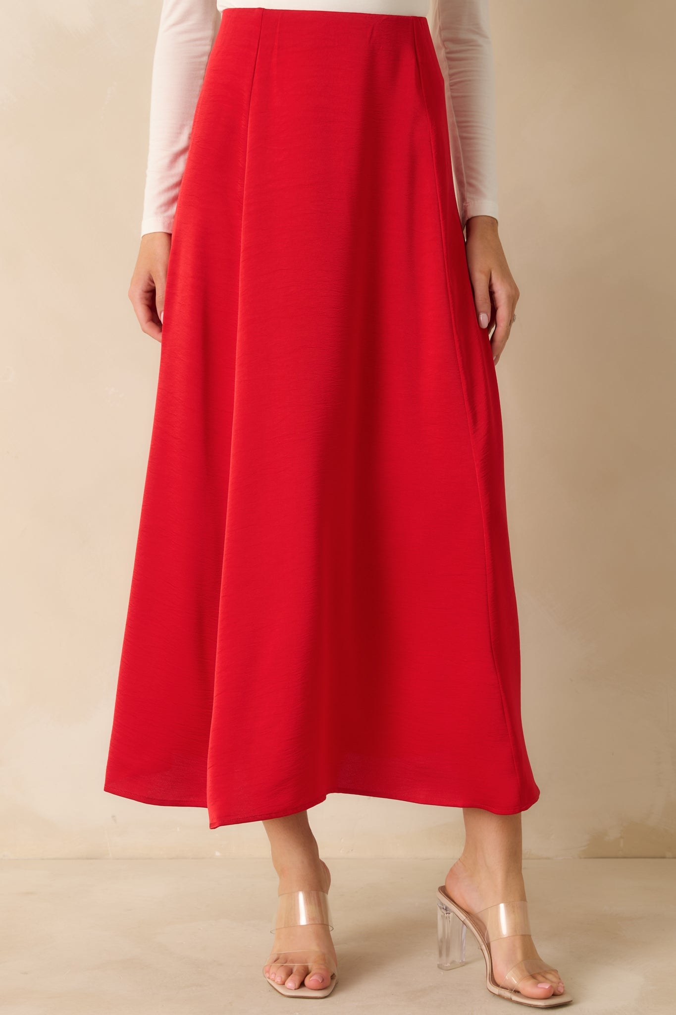 Z Supply Festive Red Northpointe Satin Midi Skirt