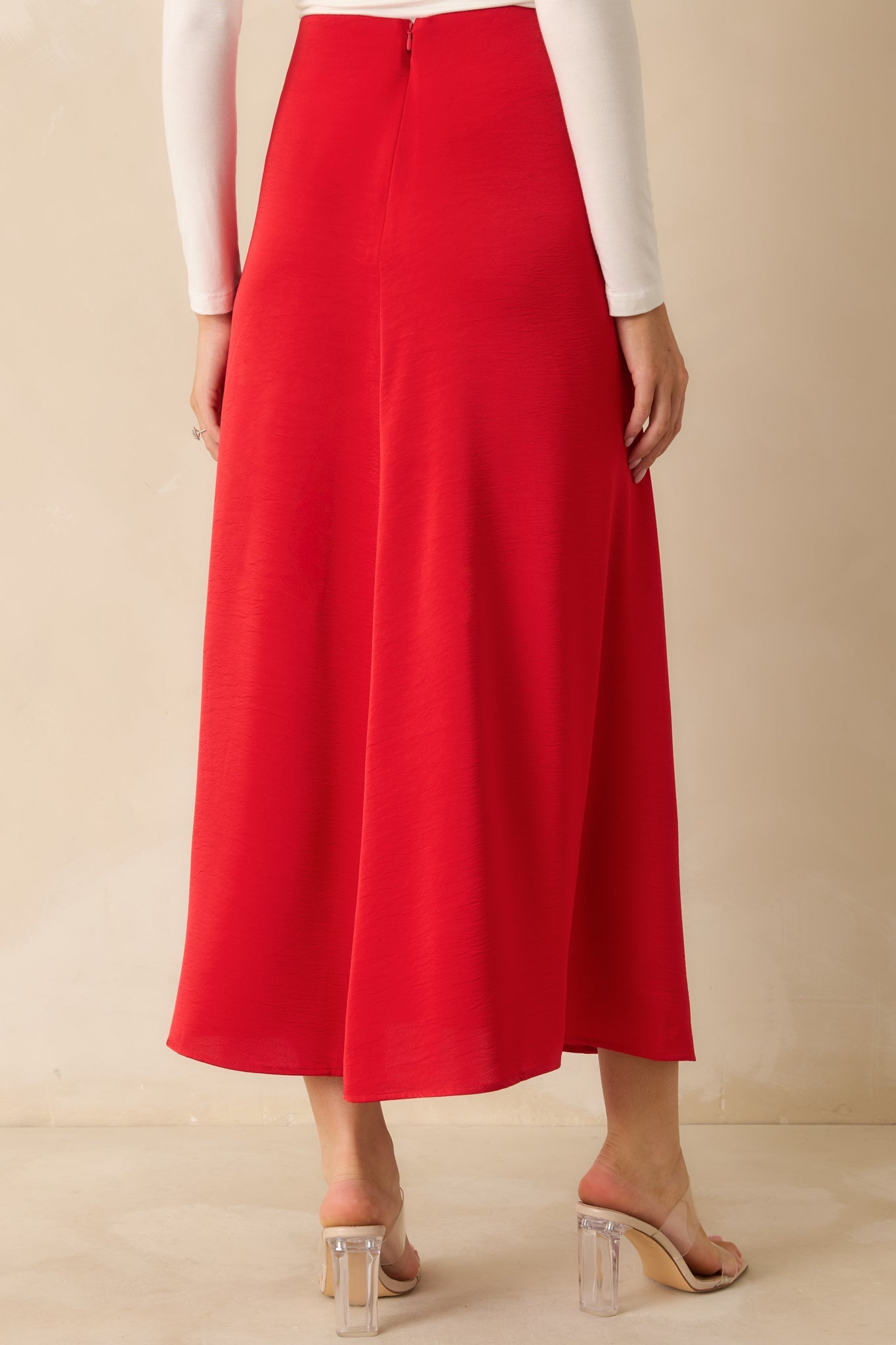 Z Supply Festive Red Northpointe Satin Midi Skirt