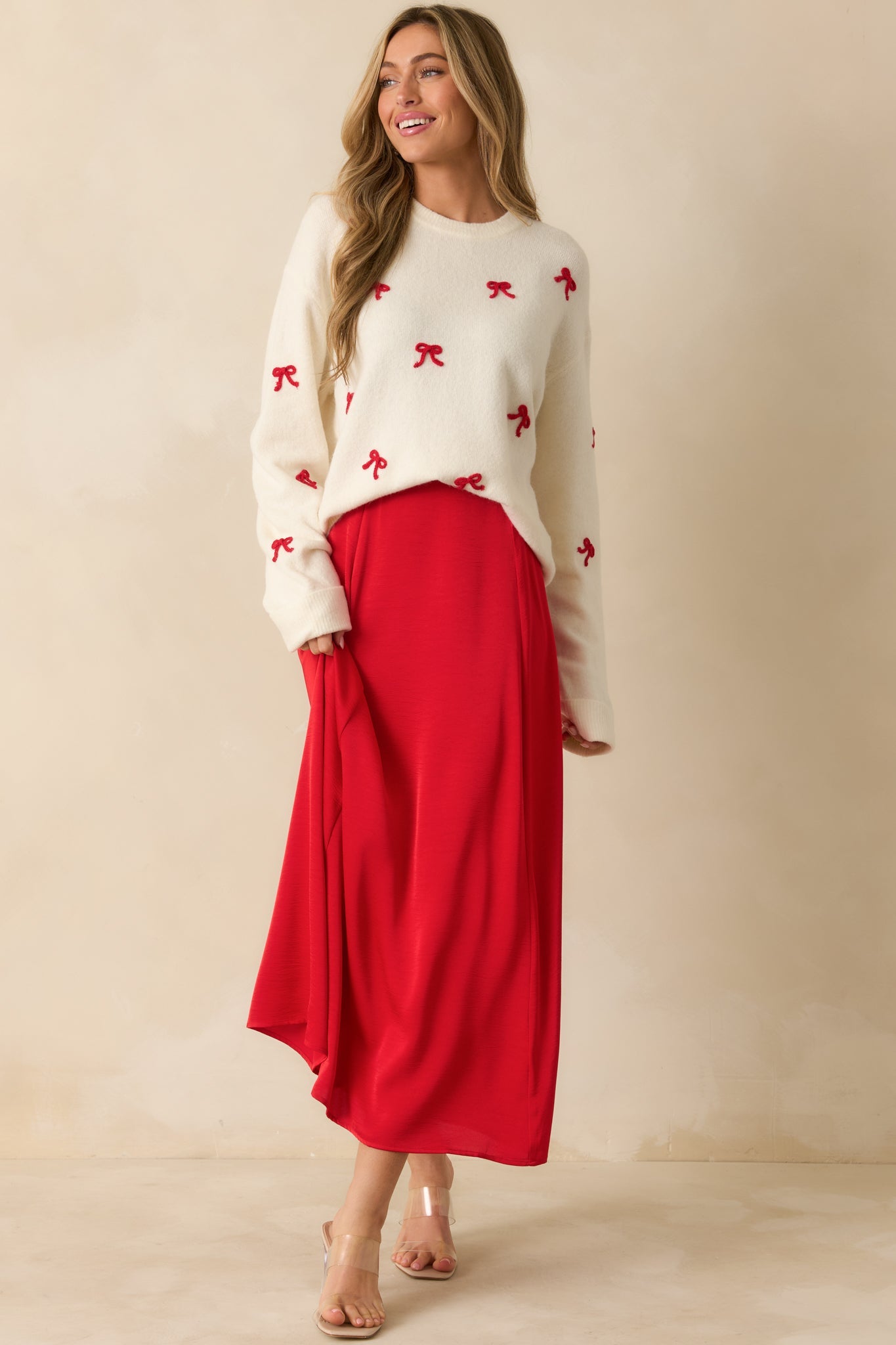 Z Supply Warm White Knit Tie The Ribbon Sweater