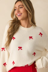 Z Supply Warm White Knit Tie The Ribbon Sweater