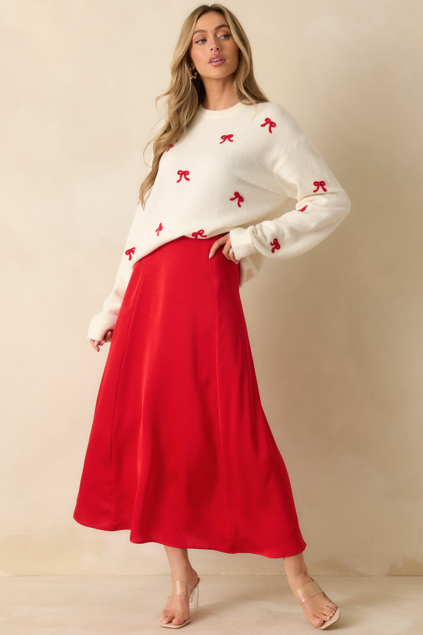 Z Supply Warm White Knit Tie The Ribbon Sweater