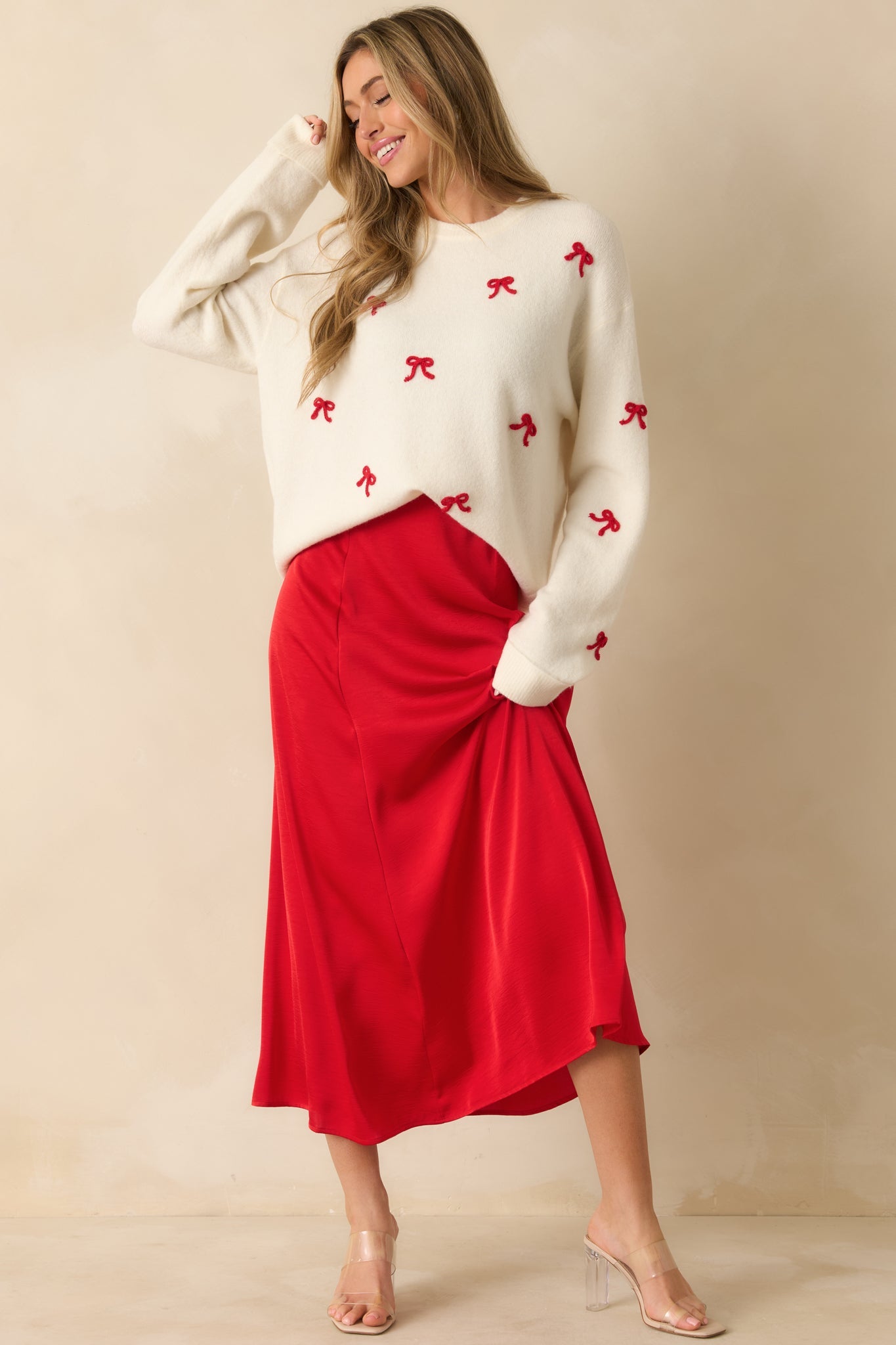 Z Supply Warm White Knit Tie The Ribbon Sweater