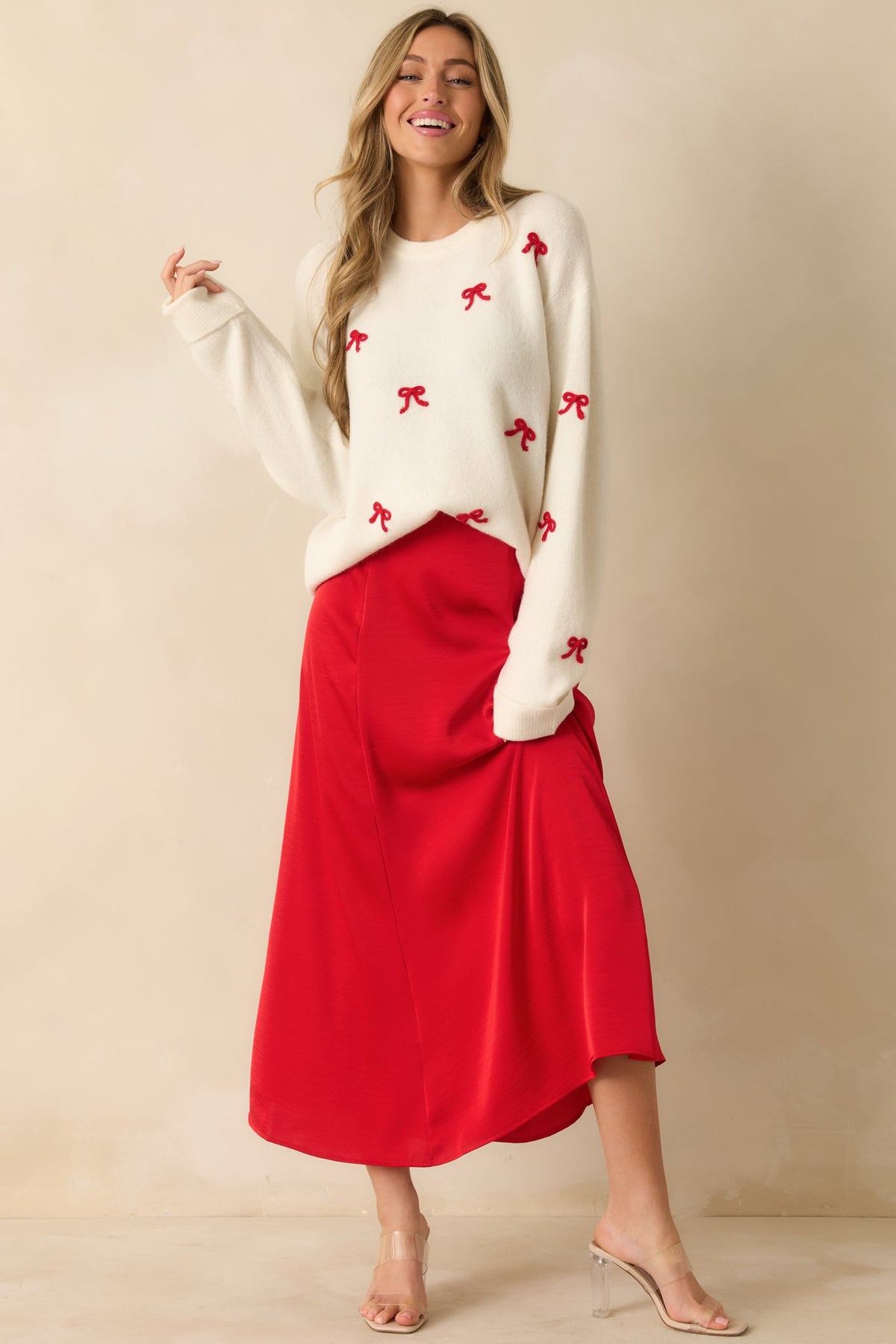 Z Supply Warm White Knit Tie The Ribbon Sweater