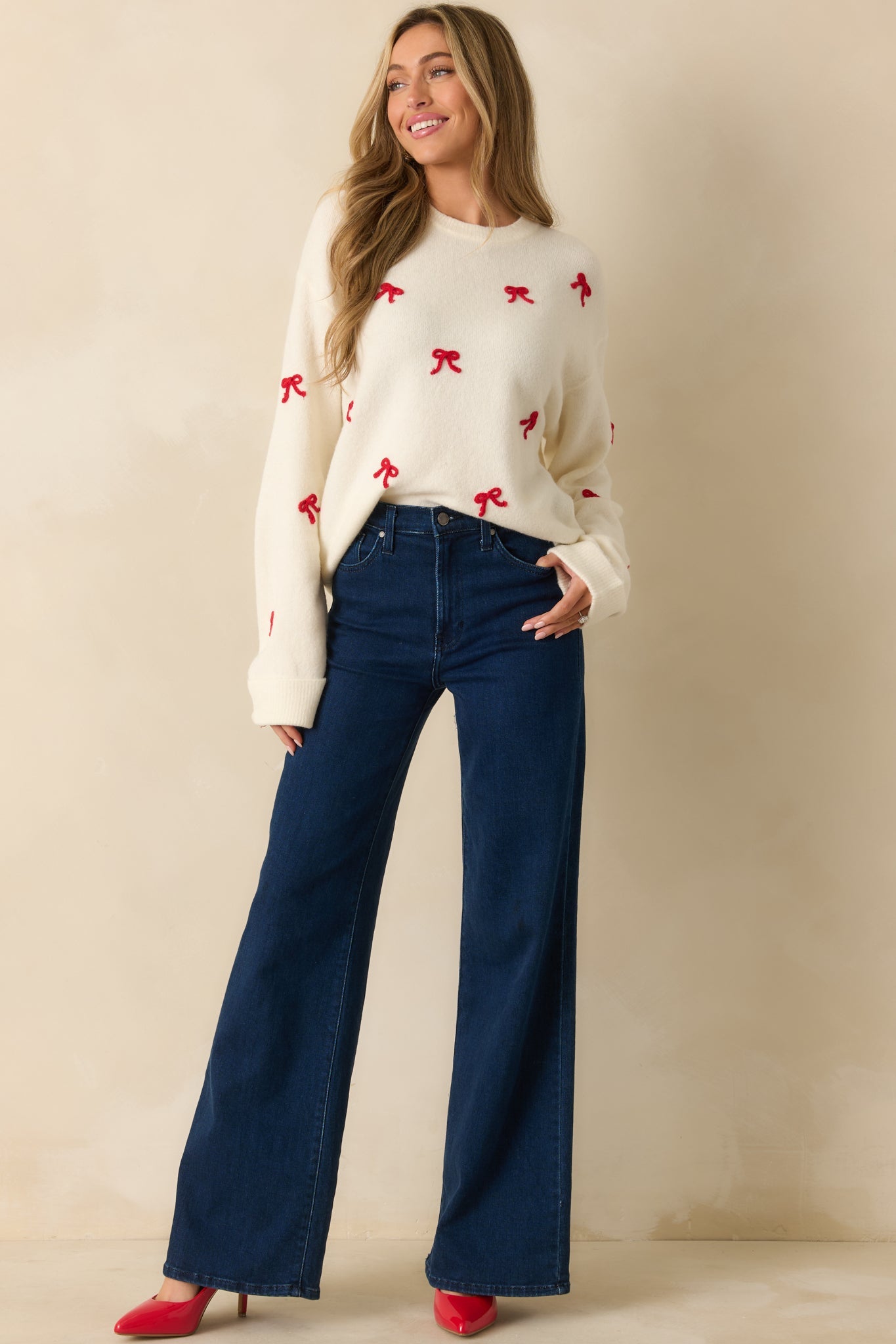 Z Supply Warm White Knit Tie The Ribbon Sweater