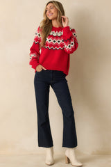 Z Supply Festive Red Knit Adornment Sweater
