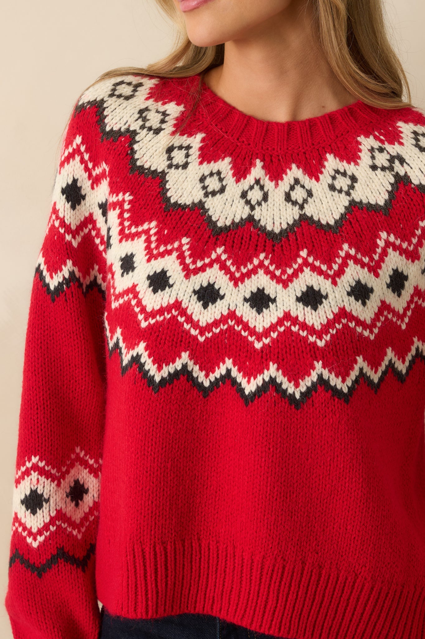 Z Supply Festive Red Knit Adornment Sweater