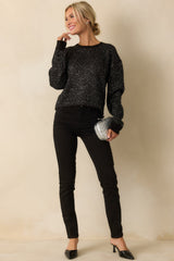 Z Supply Black Knit Gleam Sequin Sweater