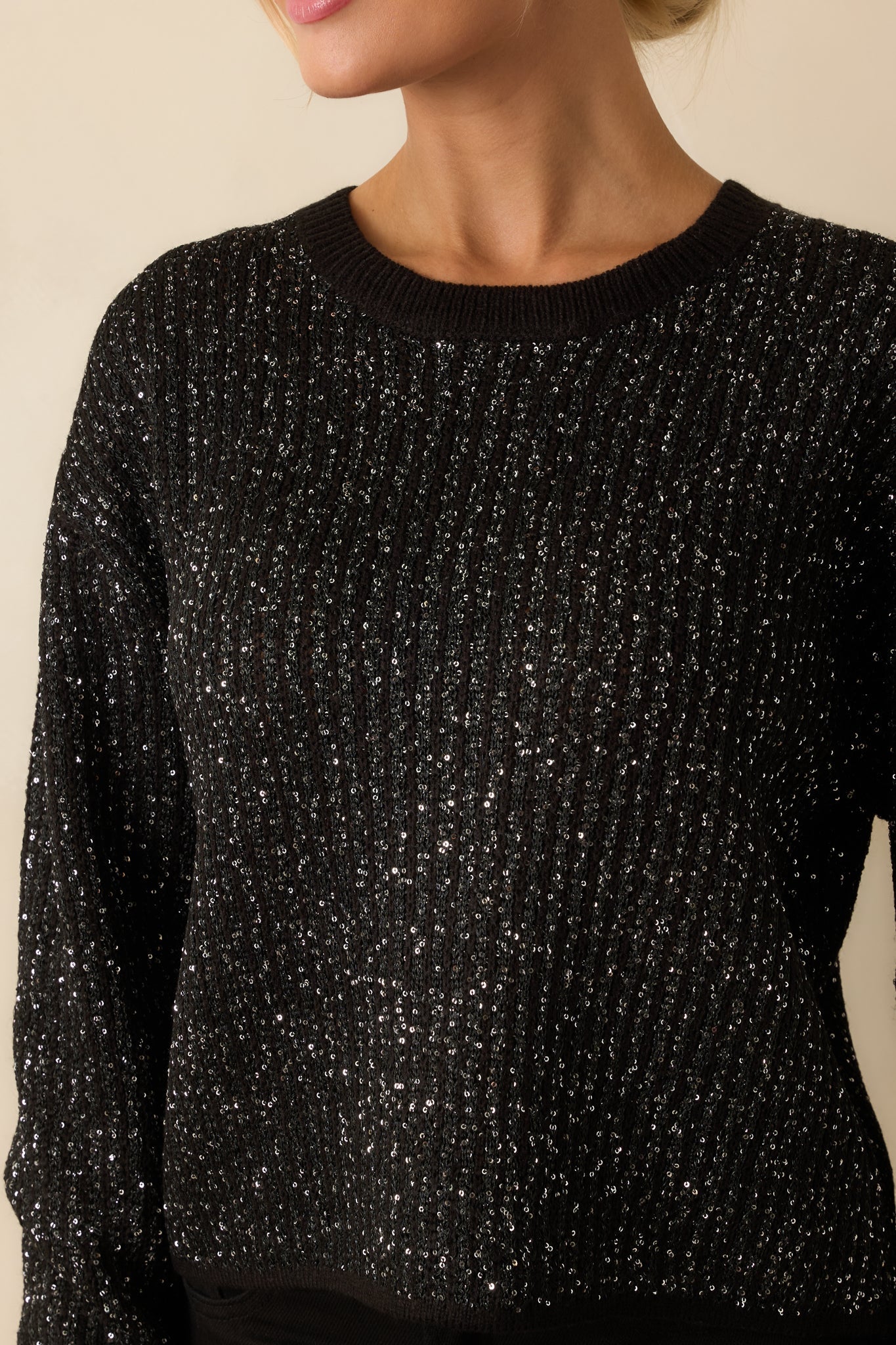 Z Supply Black Knit Gleam Sequin Sweater