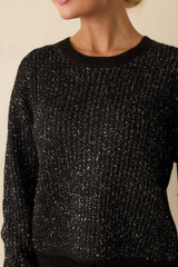 Z Supply Black Knit Gleam Sequin Sweater