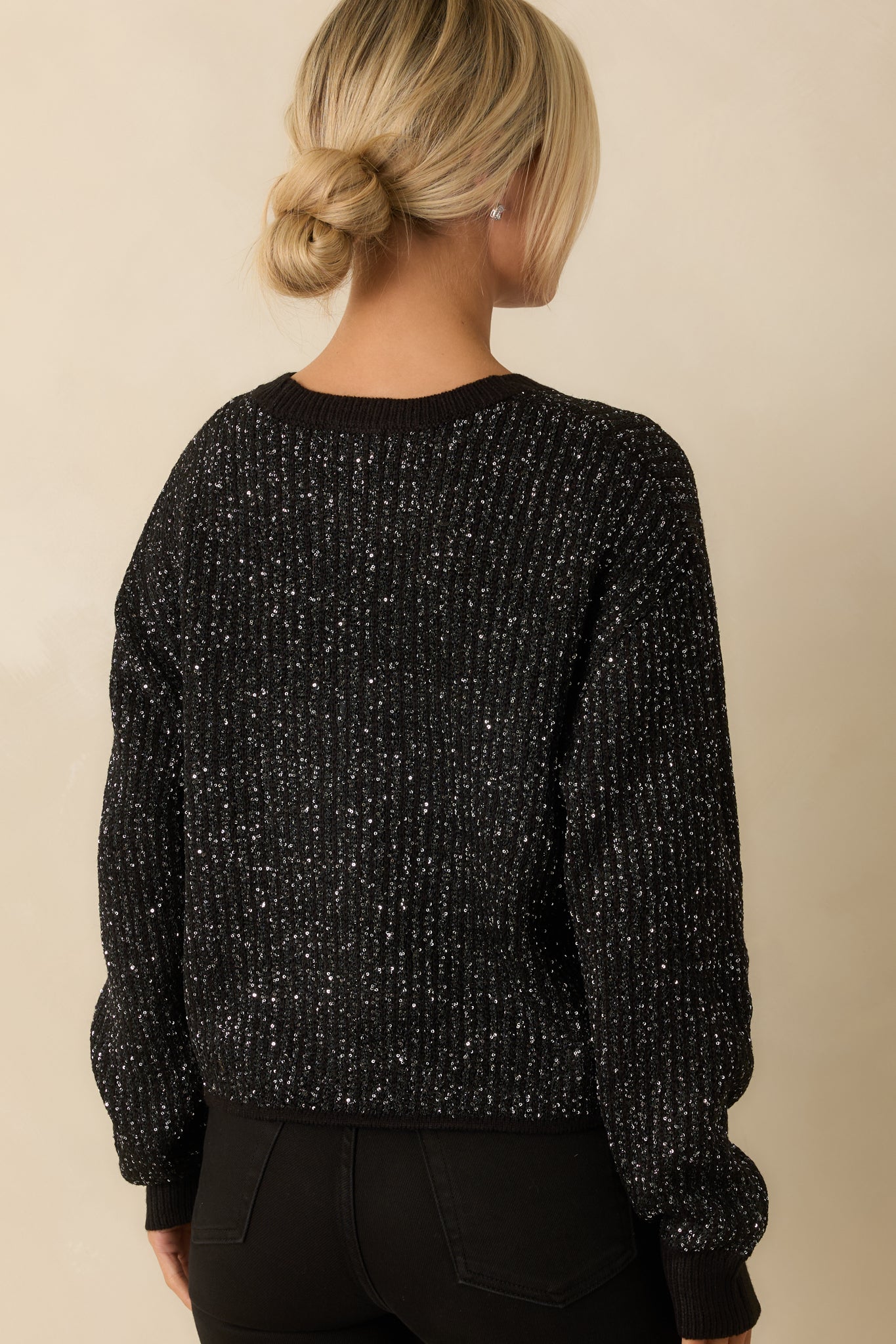 Z Supply Black Knit Gleam Sequin Sweater