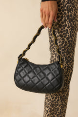 Jaded Serenade Black Quilted Handbag