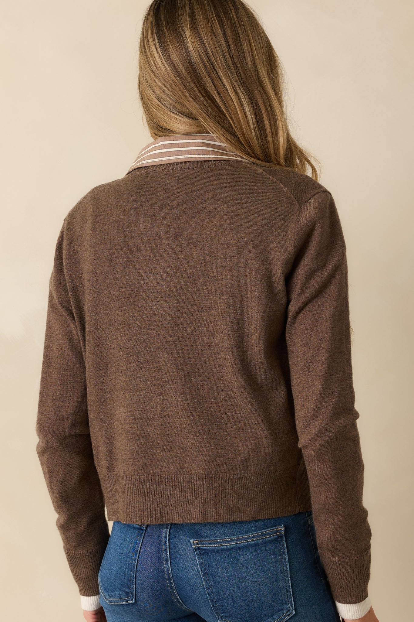 Keep Things Simple Brown Button Front Long Sleeve Cardigan