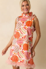 Prosperina Carlisle Pink Multi Cotton Ornament Print Shift Dress