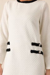 This & That Ivory Tweed Long Sleeve Mini Dress