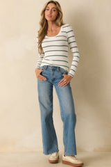 Always In Rotation Sage Green Stripe Long Sleeve Top