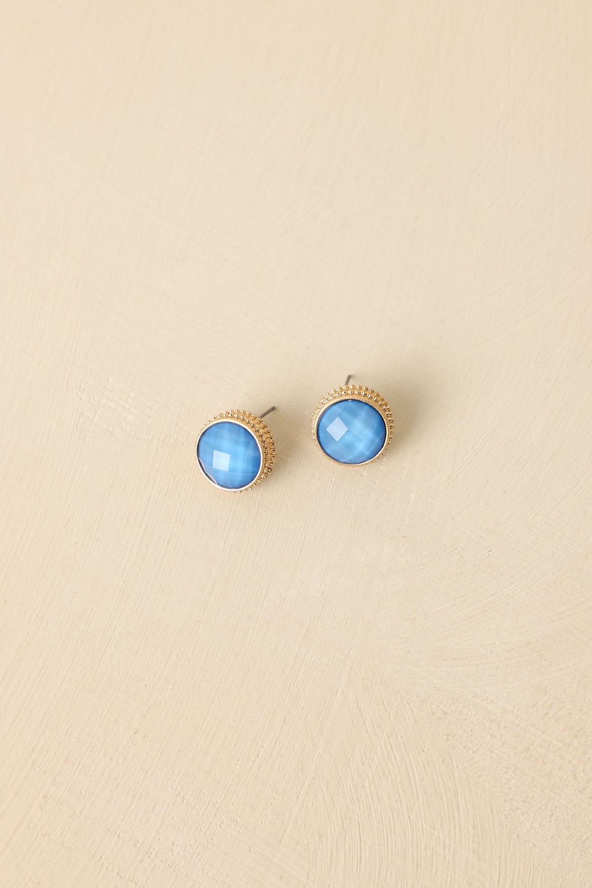 True Beauty Gold & Light Blue Stud Earrings