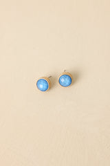 True Beauty Gold & Light Blue Stud Earrings